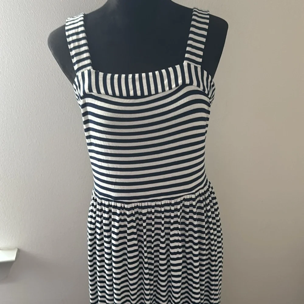 LOFT blue white striped maxi‎ dress Sz M